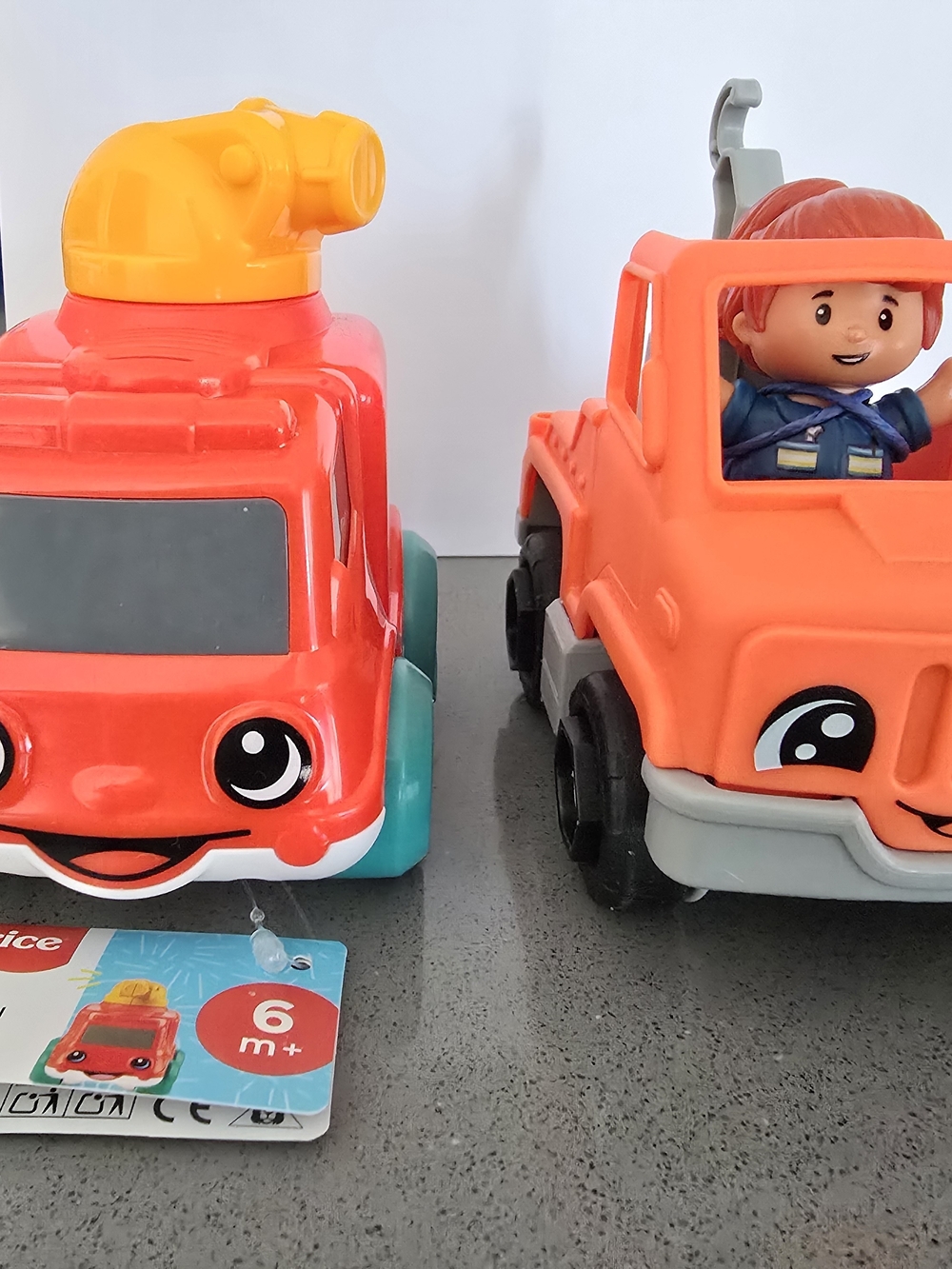 Kids Red and Orange Toy Trucks - Playset Vehicle Duo